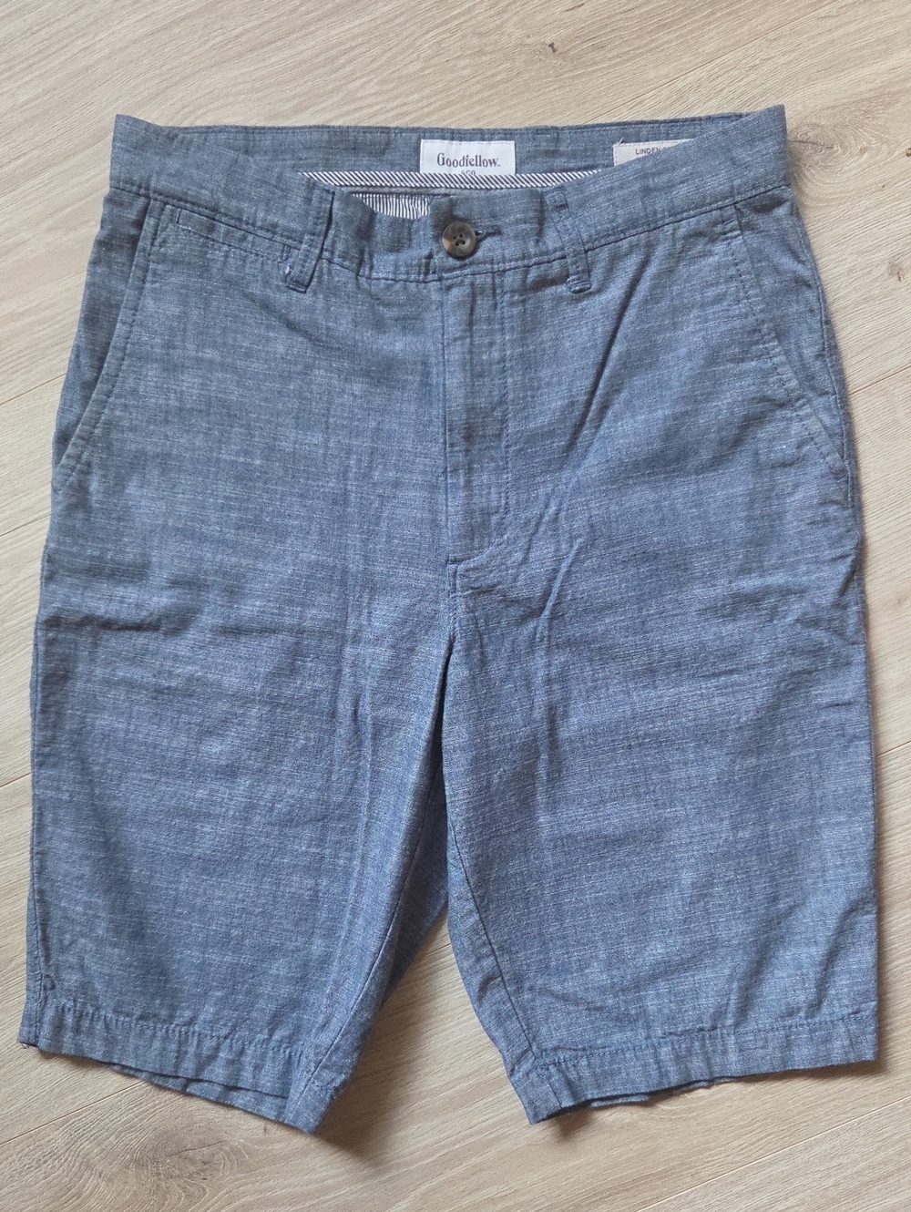 Goodfellow & Co Men's Chambray Flat-Front Shorts in Light Blue